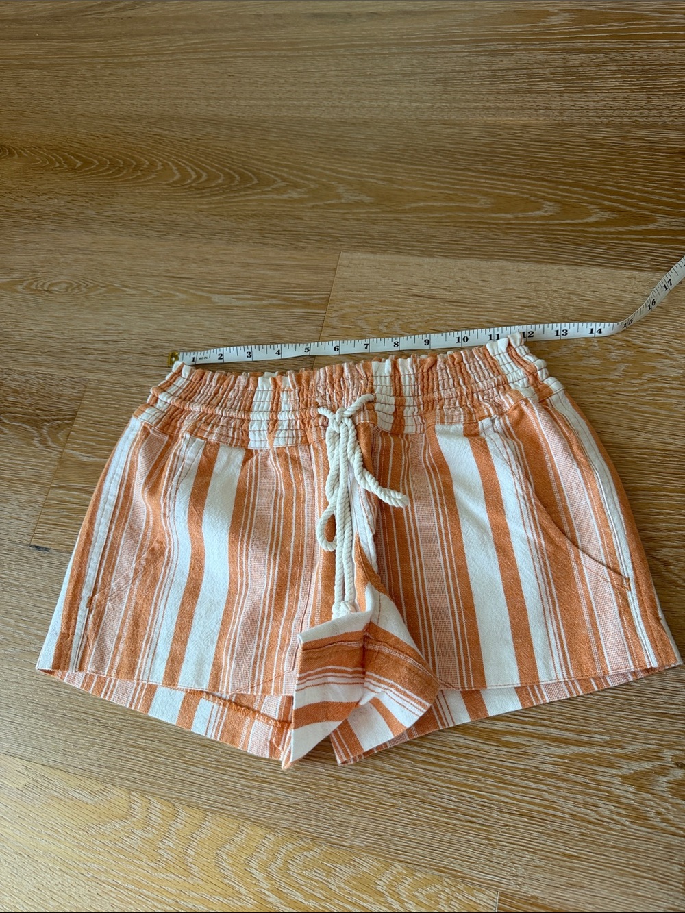 Roxy Orange and White Striped Drawstring Shorts